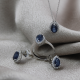 Lora Pırlantalı Safir Damla Set Takımı