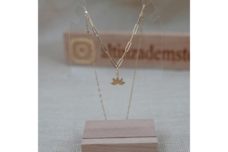 karma zincirli lotus kolye 